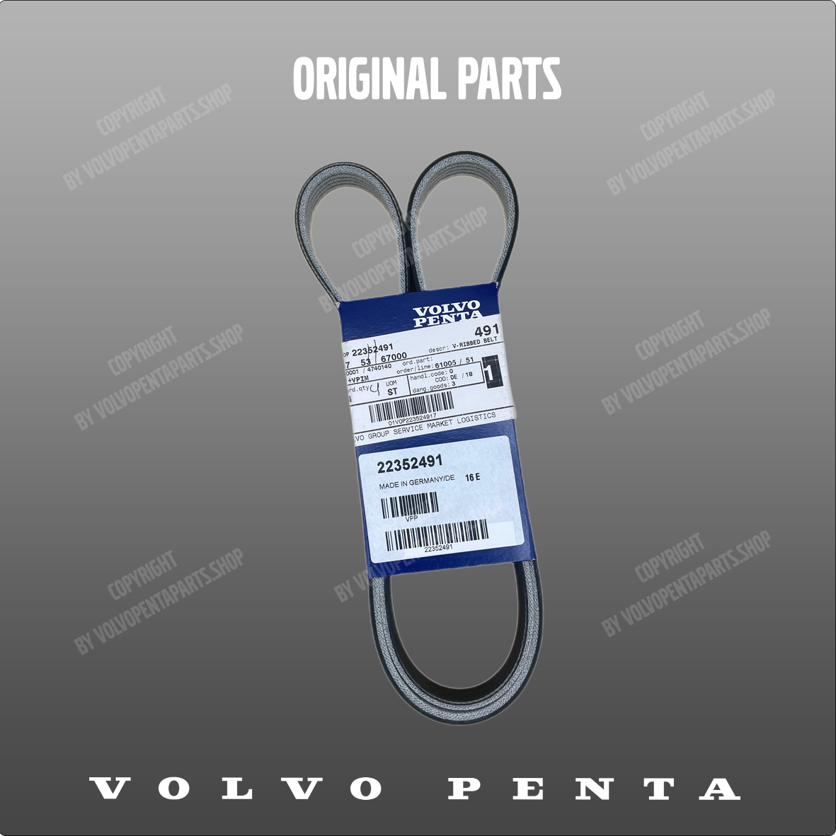 Volvo Penta v-ribbed belt 22352491